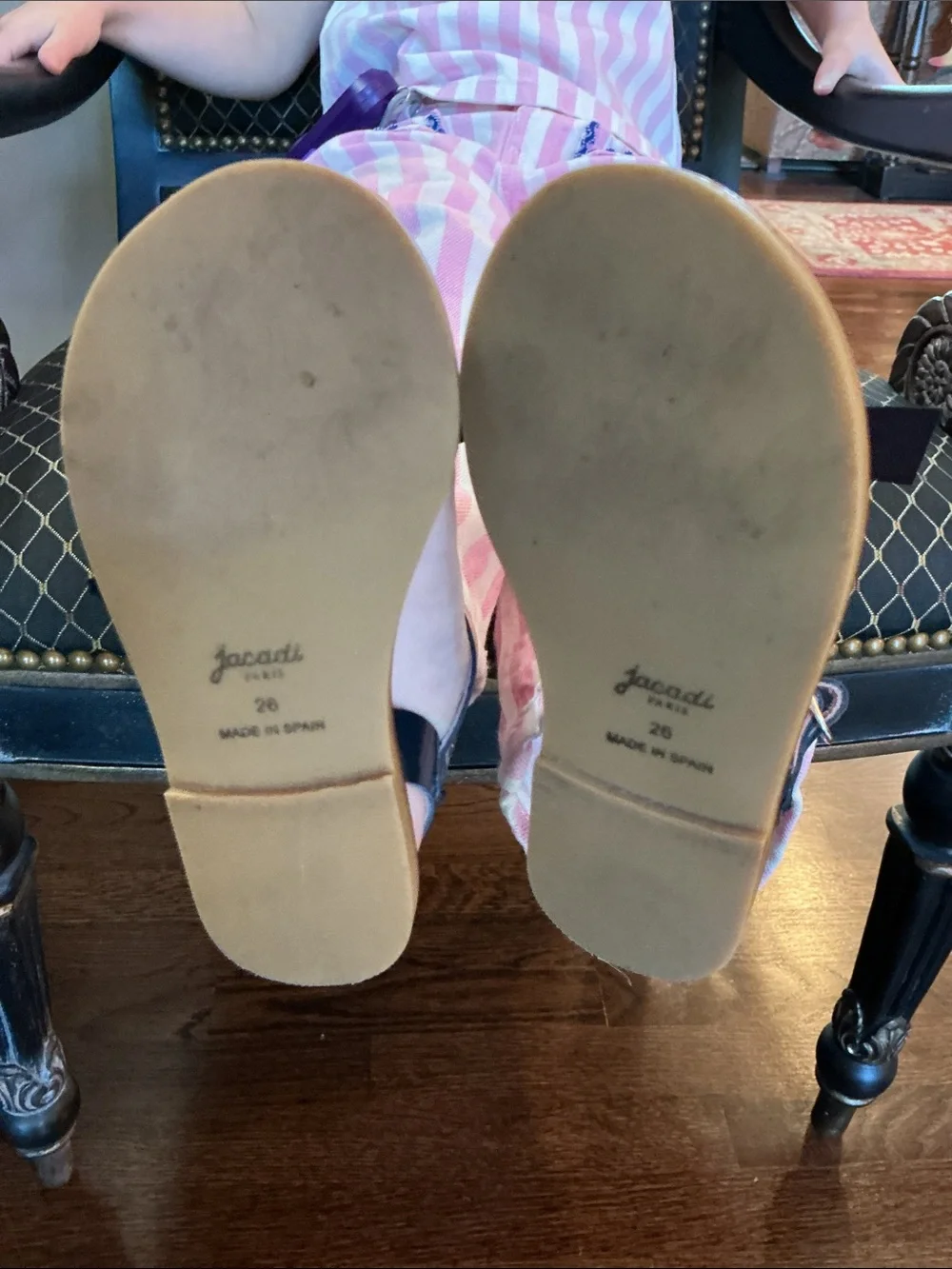 JACADI Girls Navy Bow Strappy Sandals - Sz 9.5 US (Sz 26)